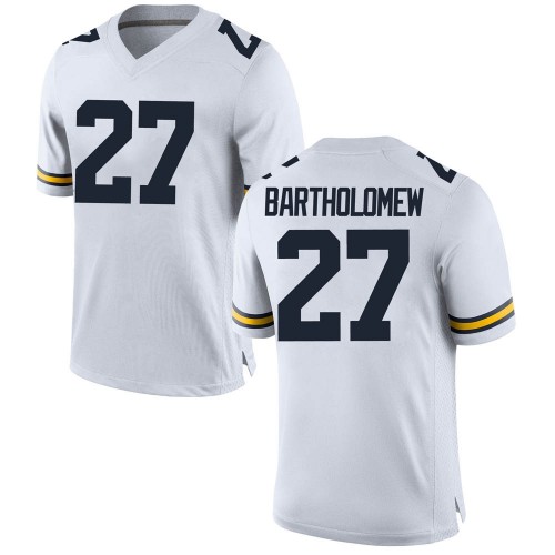 Christian Bartholomew Michigan Wolverines Youth NCAA #27 White Game Brand Jordan College Stitched Football Jersey VTM0654NG